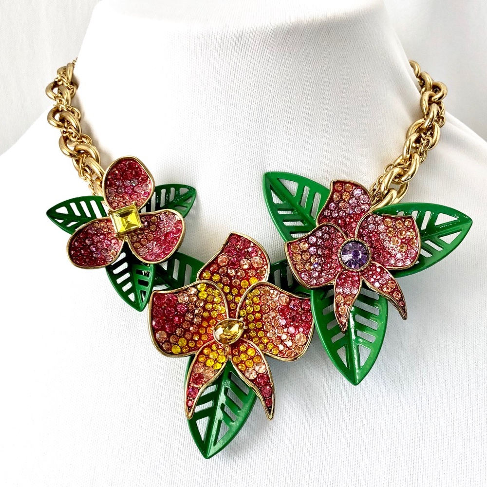 Betsey Johnson ‘Tropical Punch’ Floral/Leaf Necklace NWT!